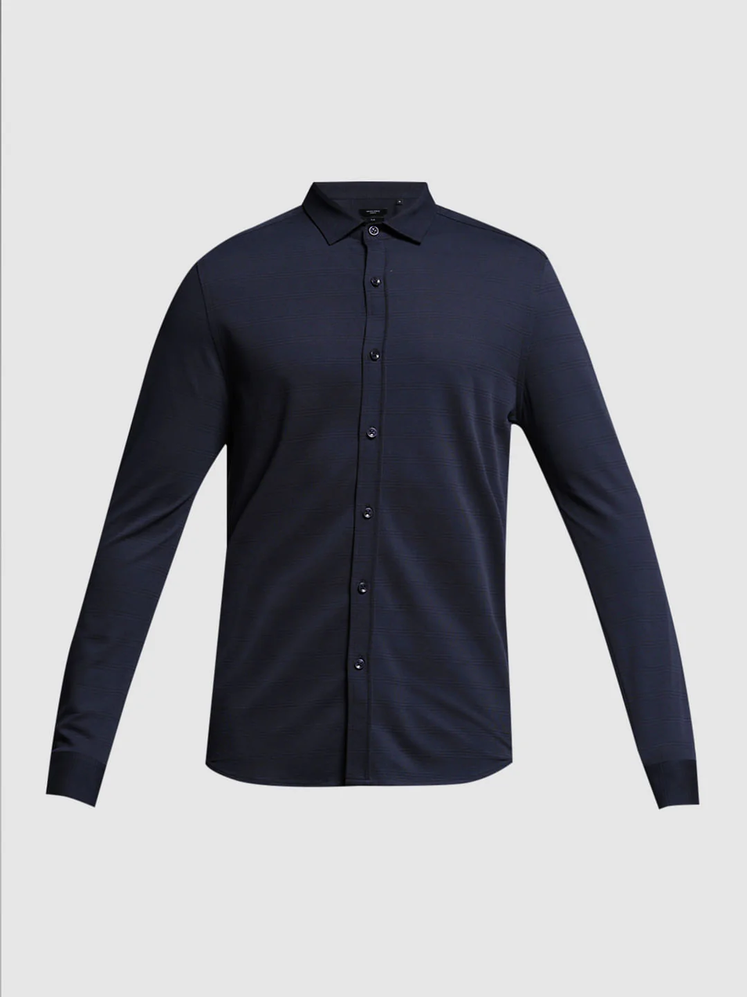 Blue Knitted Dobby Cotton Shirt - Image 7