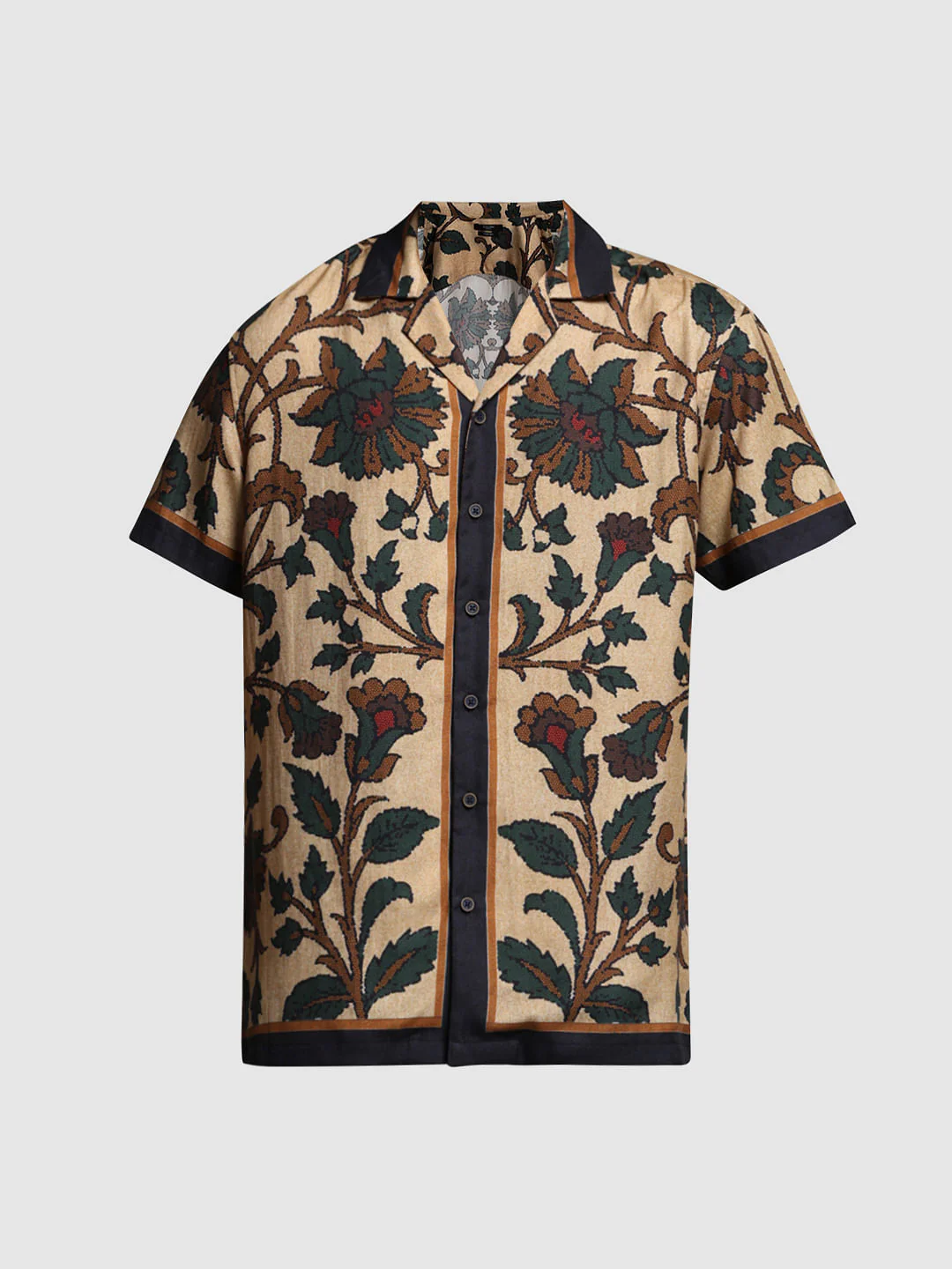 Beige Printed Short Sleeves Shirt - Image 7