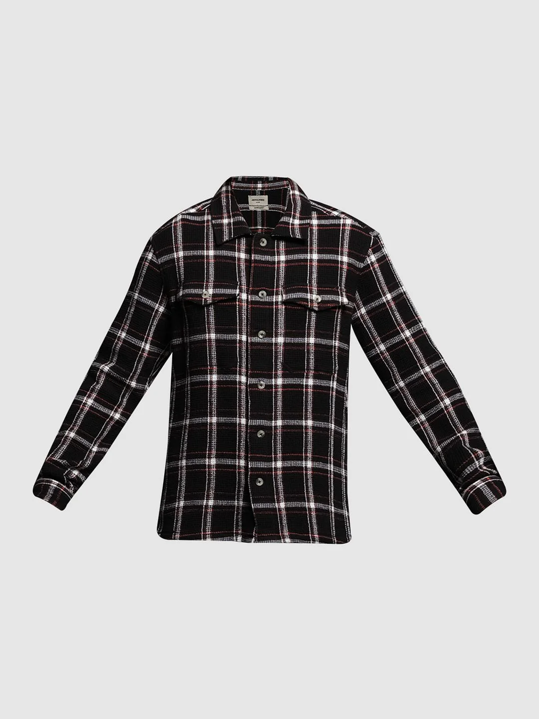 Black Waffle Check Full Sleeves Shirt - Image 7