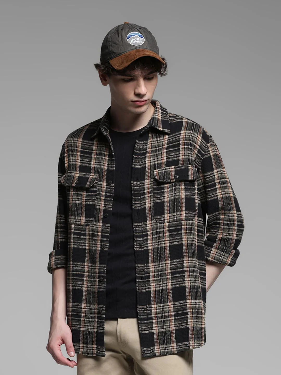 Dark Green Check Cotton Shirt