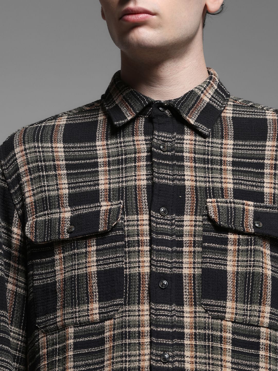 Dark Green Check Cotton Shirt - Image 5
