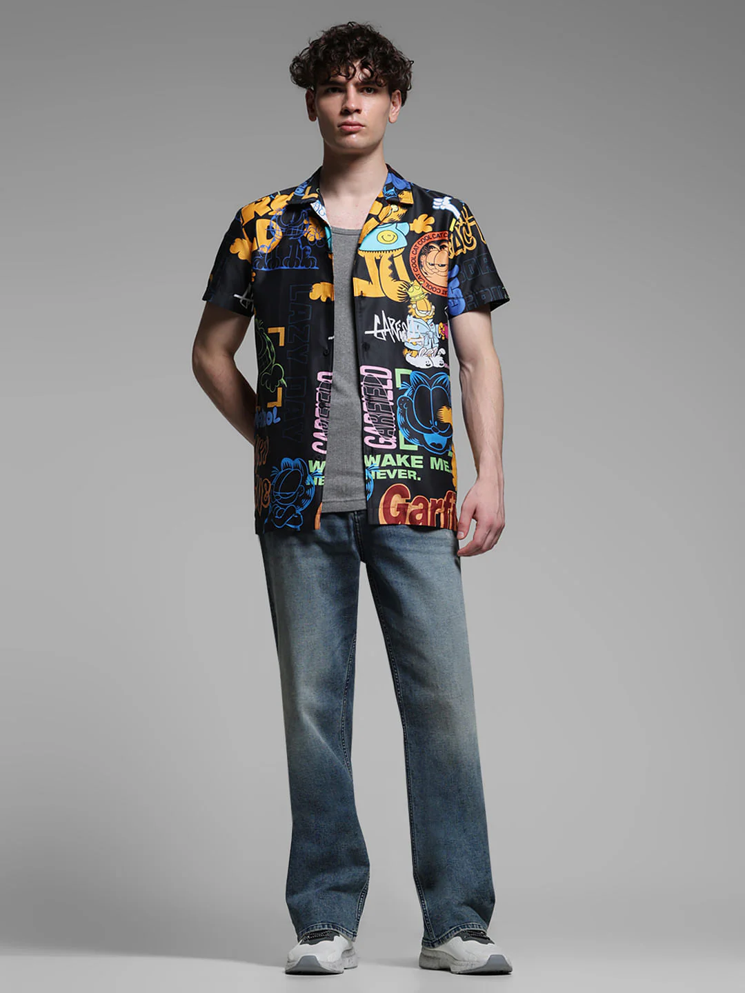JACK&JONES X GARFIELD Black Graphic Print Shirt - Image 6