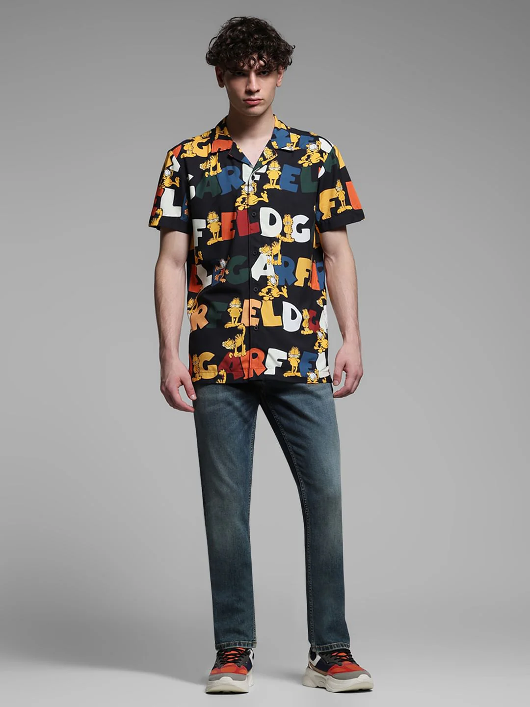 JACK&JONES X GARFIELD Black Typographic Print Shirt - Image 6