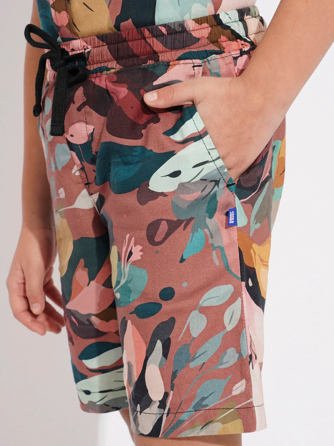 Boys Brown Printed Co-ord Set Shorts - Image 6