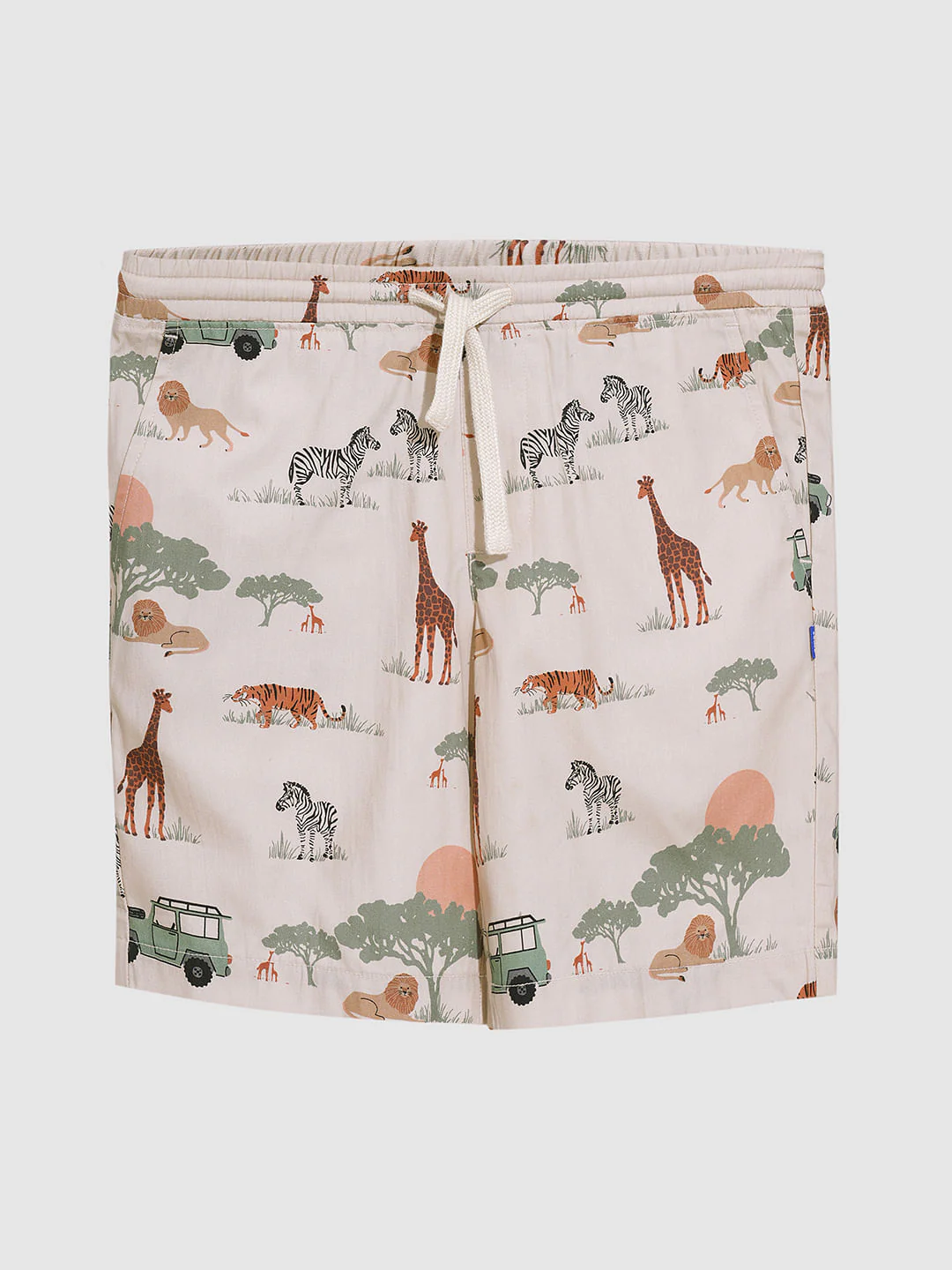 Boys Beige Safari Print Cotton Shorts - Image 7