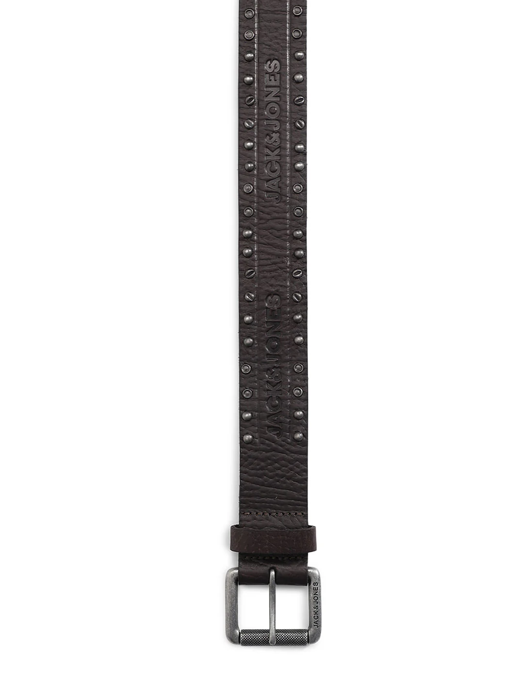 Dark Brown Studded Leather Belt - Image 3