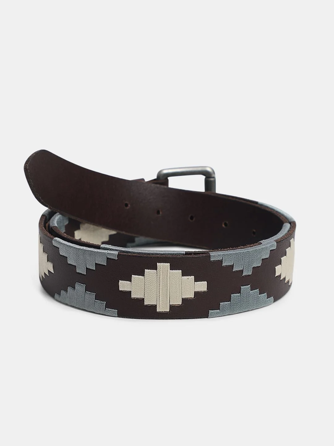 Dark Brown Woven Leather Belt - Image 2