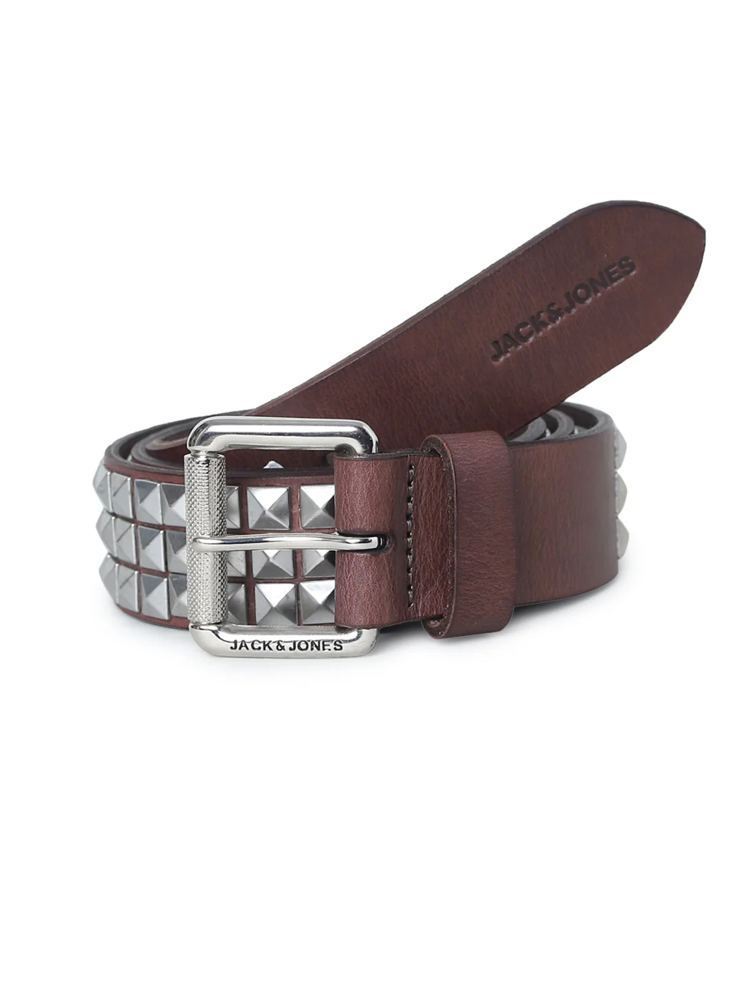 Studded Leather Belt - Dark Brown - Image 2