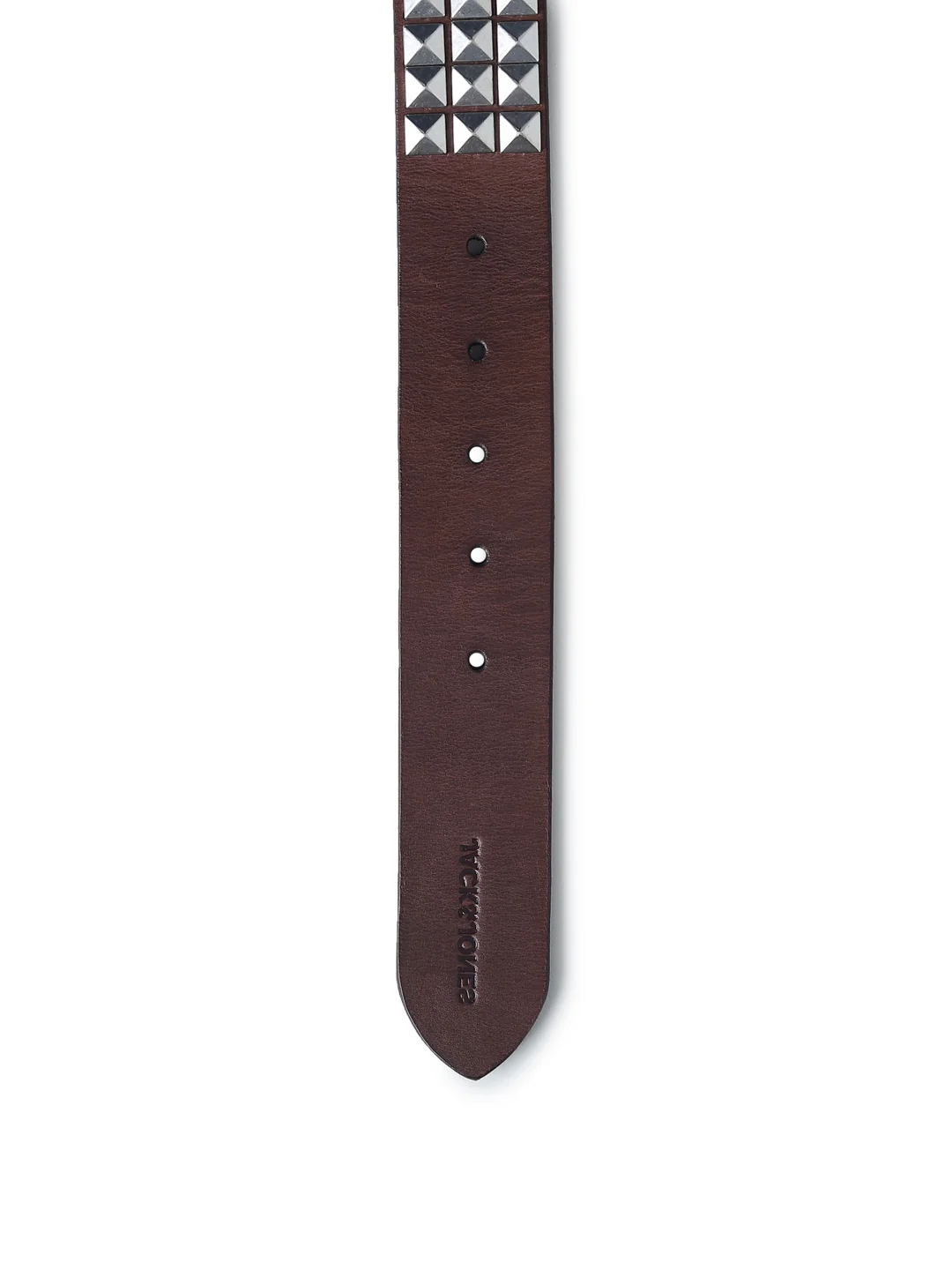 Studded Leather Belt - Dark Brown - Image 5