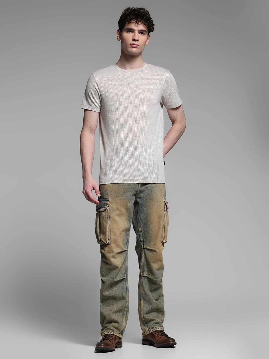 BEIGE PRINTED T-SHIRT - Image 6