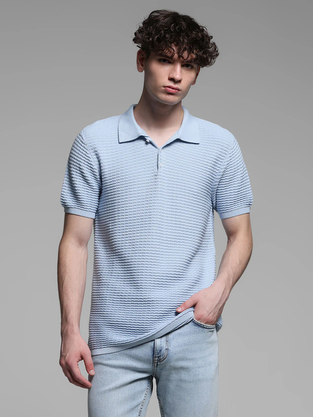 BLUE KNITTED POLO - Image 2