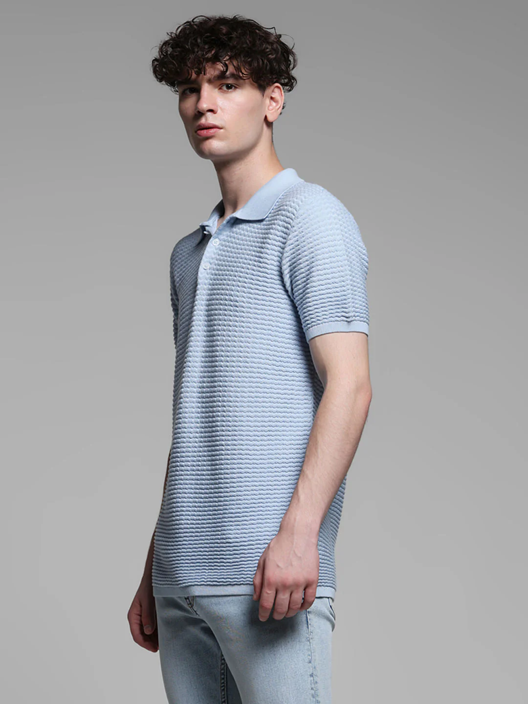 BLUE KNITTED POLO - Image 3