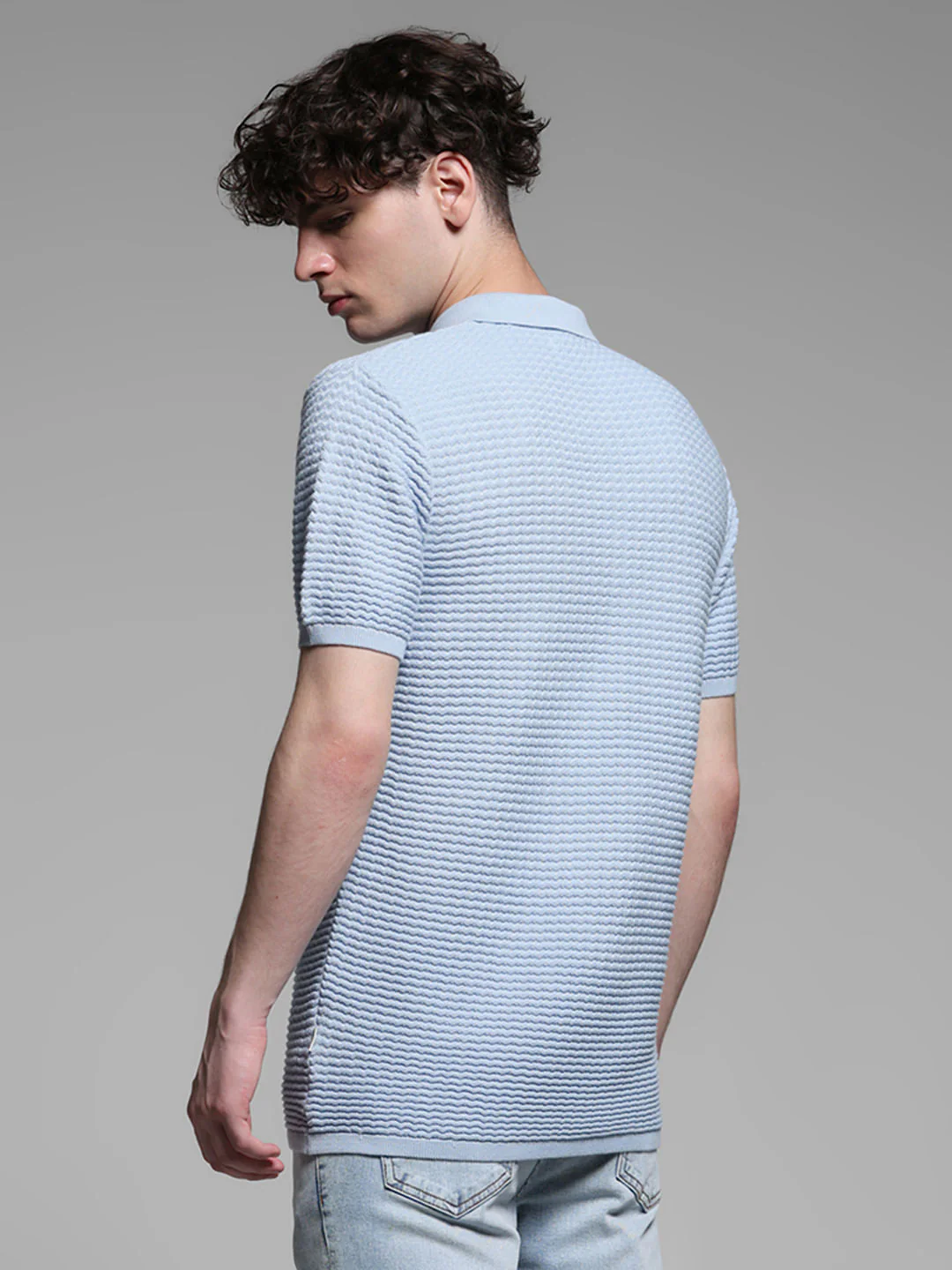 BLUE KNITTED POLO - Image 4