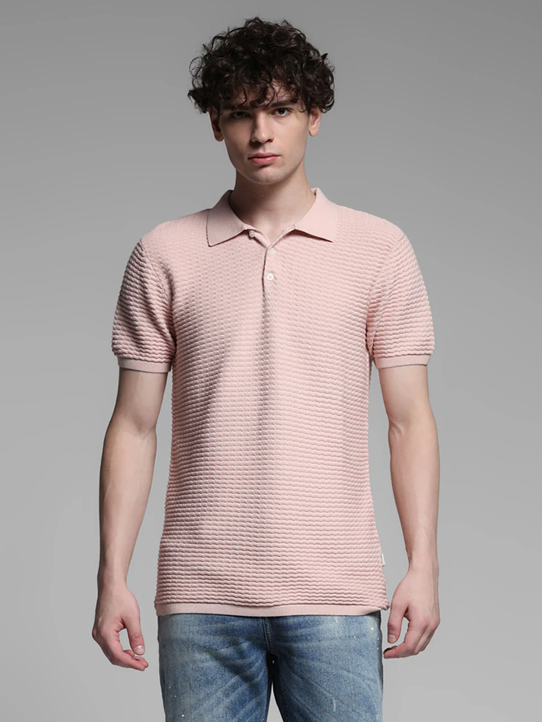 Pink Knitted Cotton Polo - Image 2