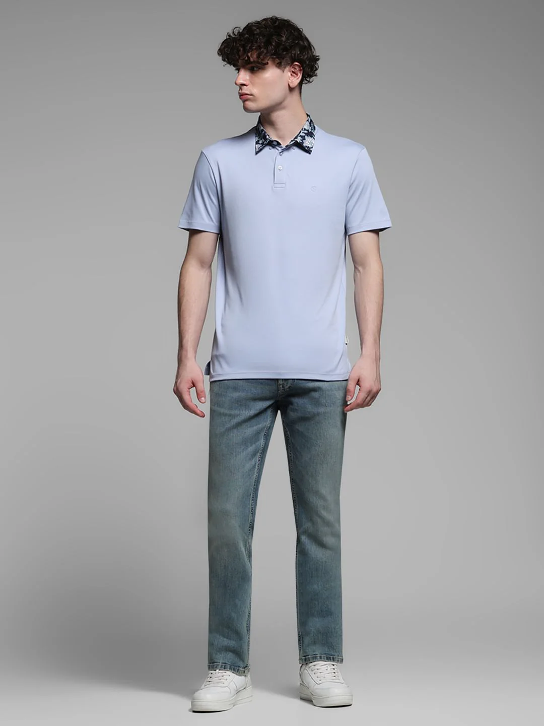 Blue Contrast Collar Band Polo - Image 6