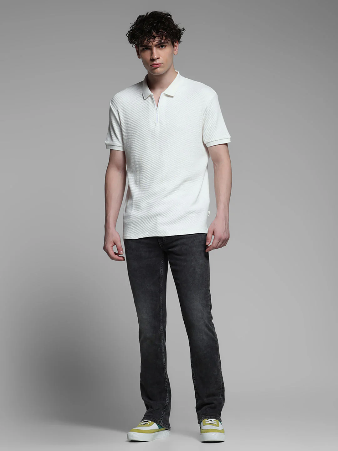 White Jacquard Cotton Polo - Image 6