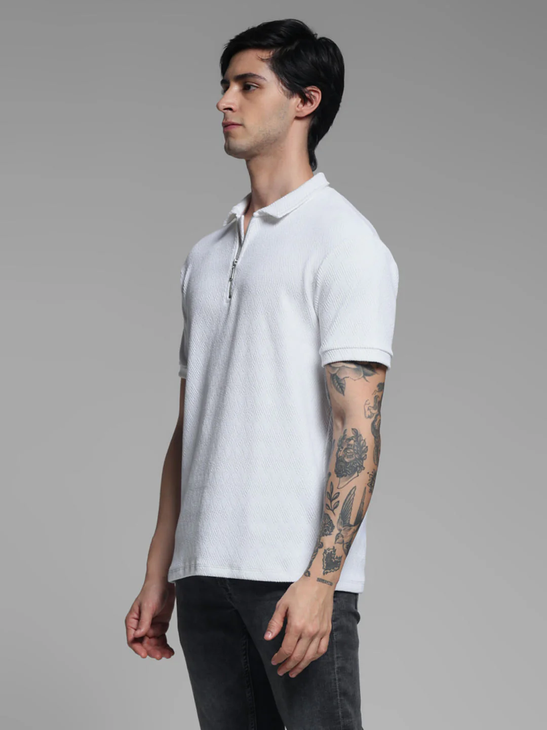 White Jacquard Polo - Image 3