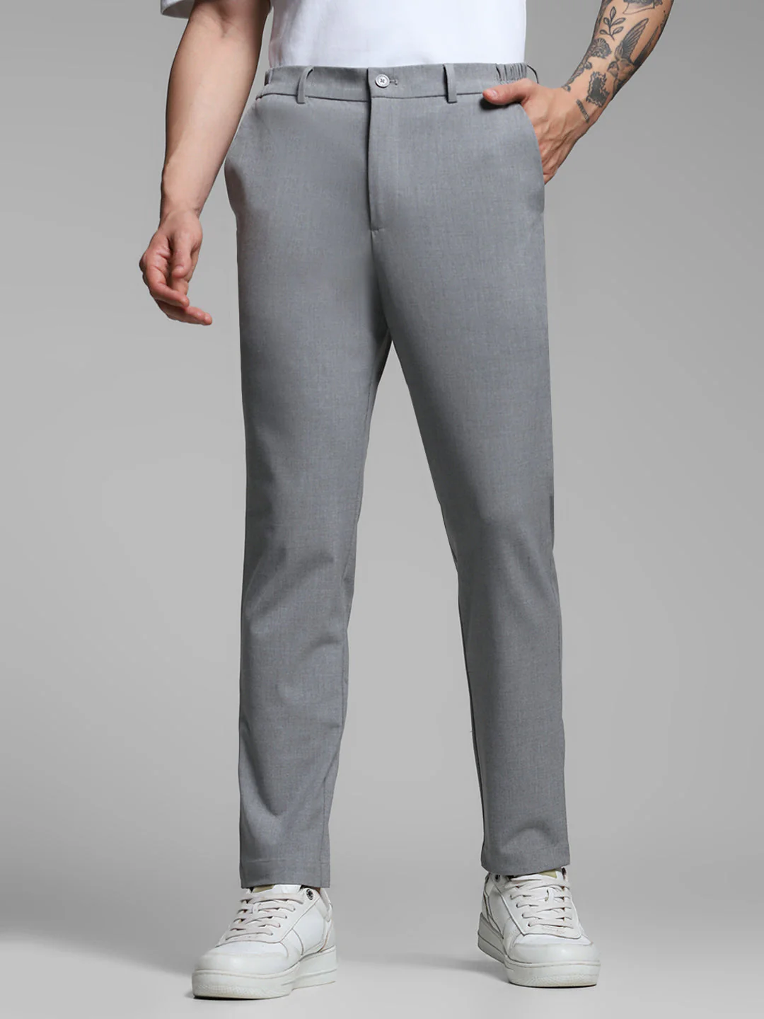 Grey Tailored Slim Fit Pants