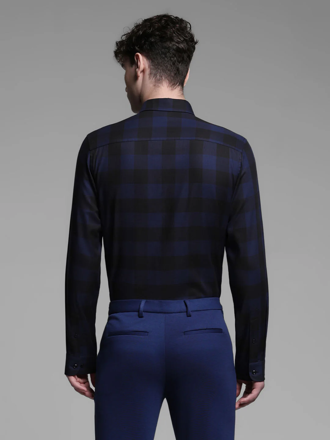 BLUE CHECK PRINT SHIRT - Image 4
