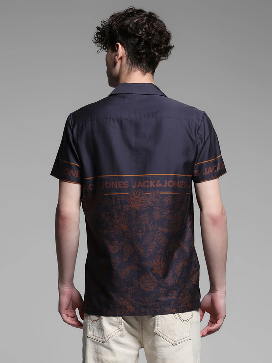 Dark Blue Floral Short Sleeves Shirt - Image 4