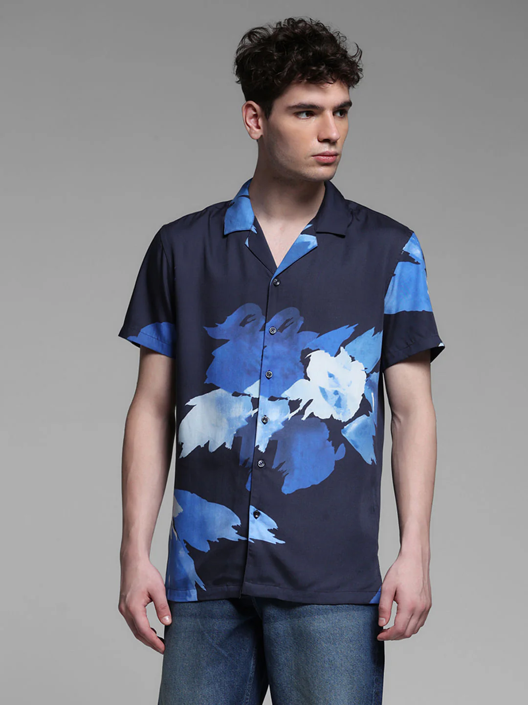 BLUE FLORAL TENCEL SHIRT - Image 2