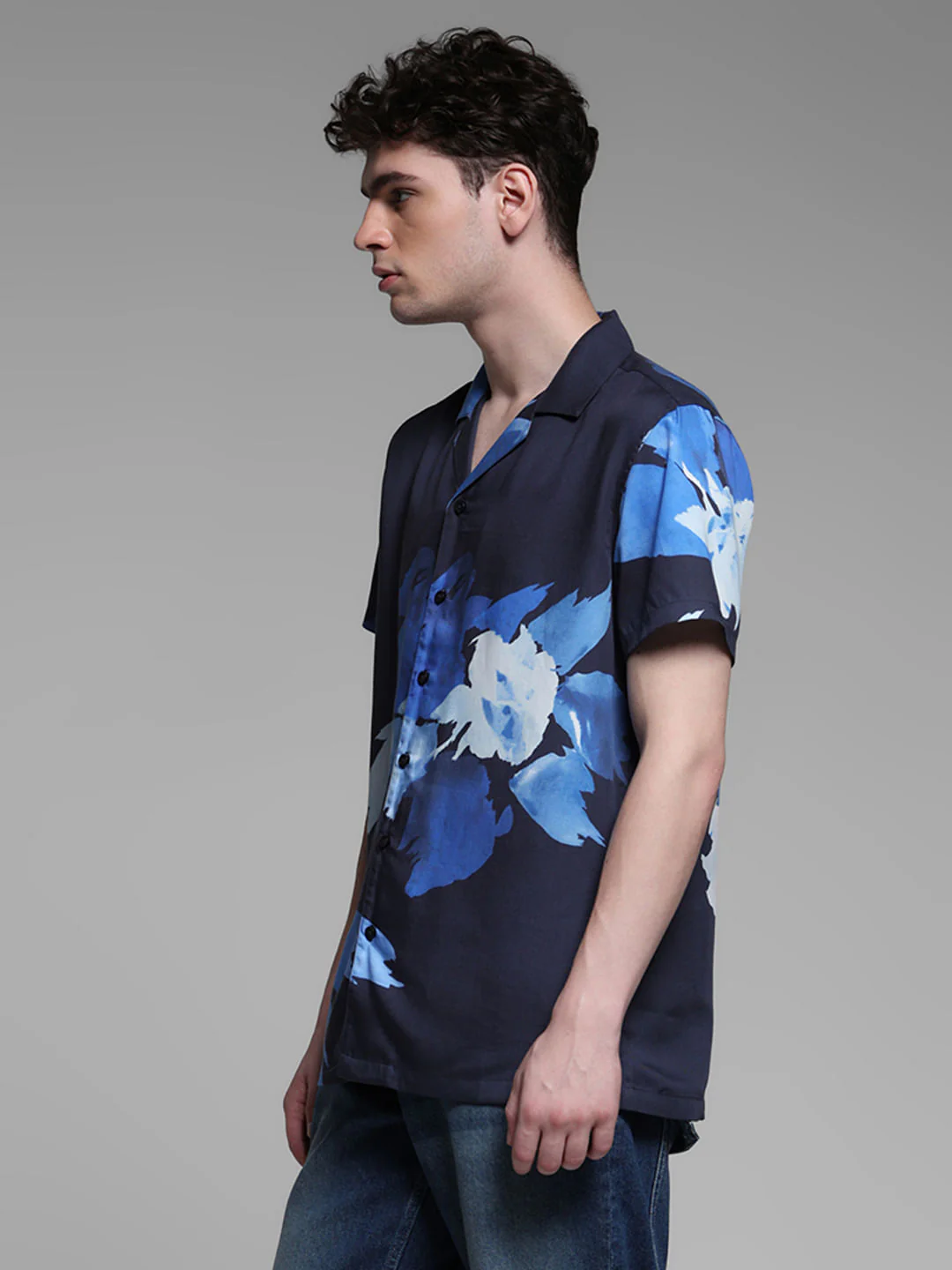 BLUE FLORAL TENCEL SHIRT - Image 3
