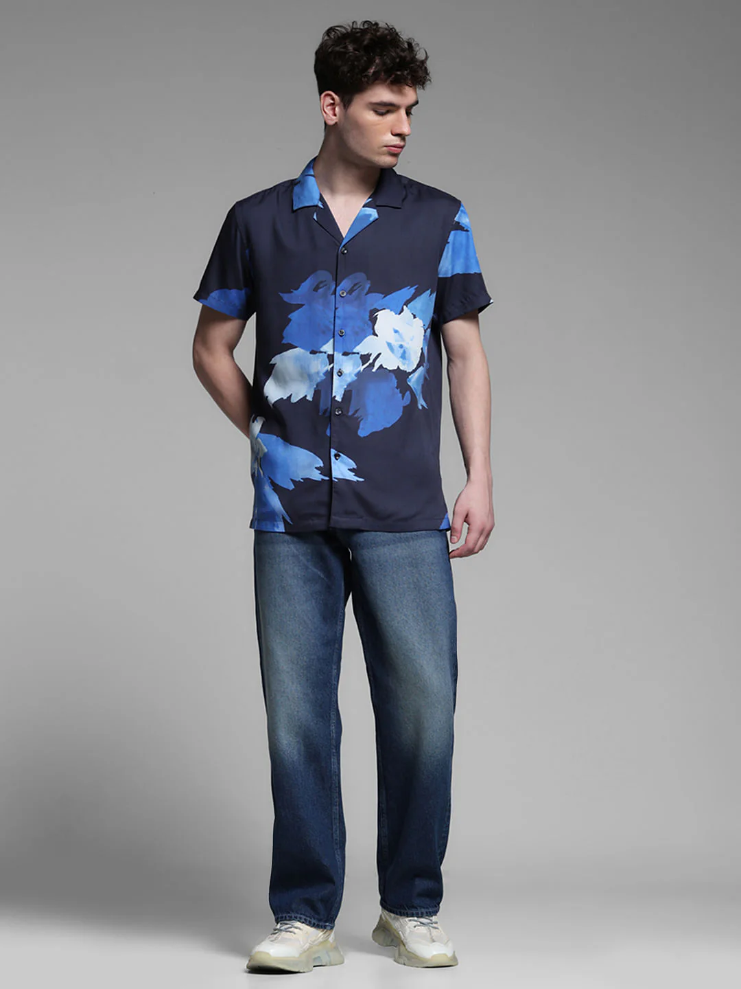 BLUE FLORAL TENCEL SHIRT - Image 6