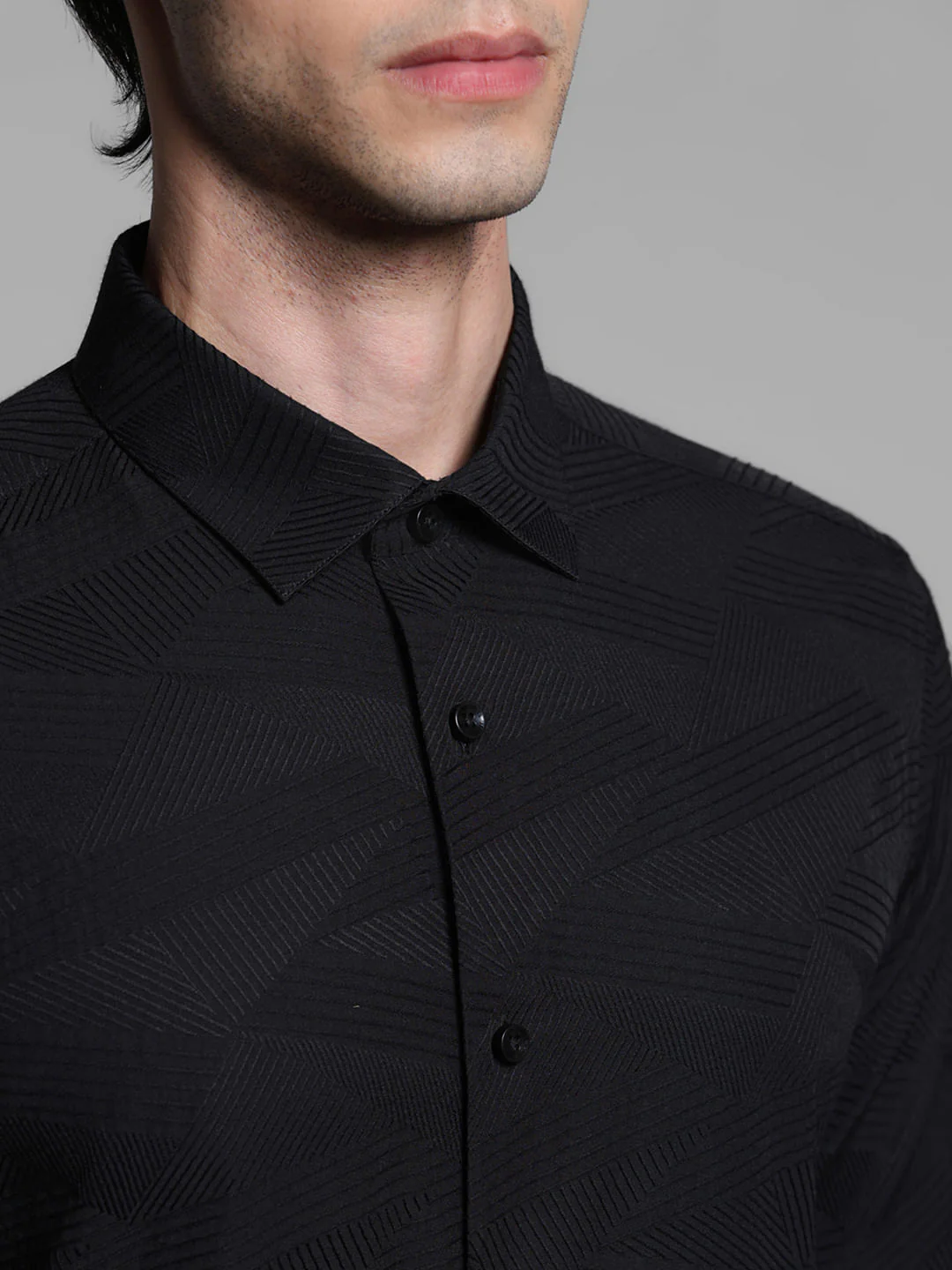 Black Dobby Full Sleeves Shirt - Image 5