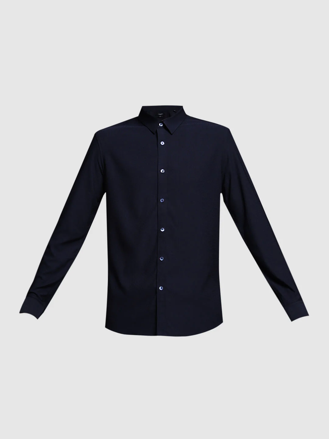 Dark Blue Dobby Full Sleeves Shirt - Image 7
