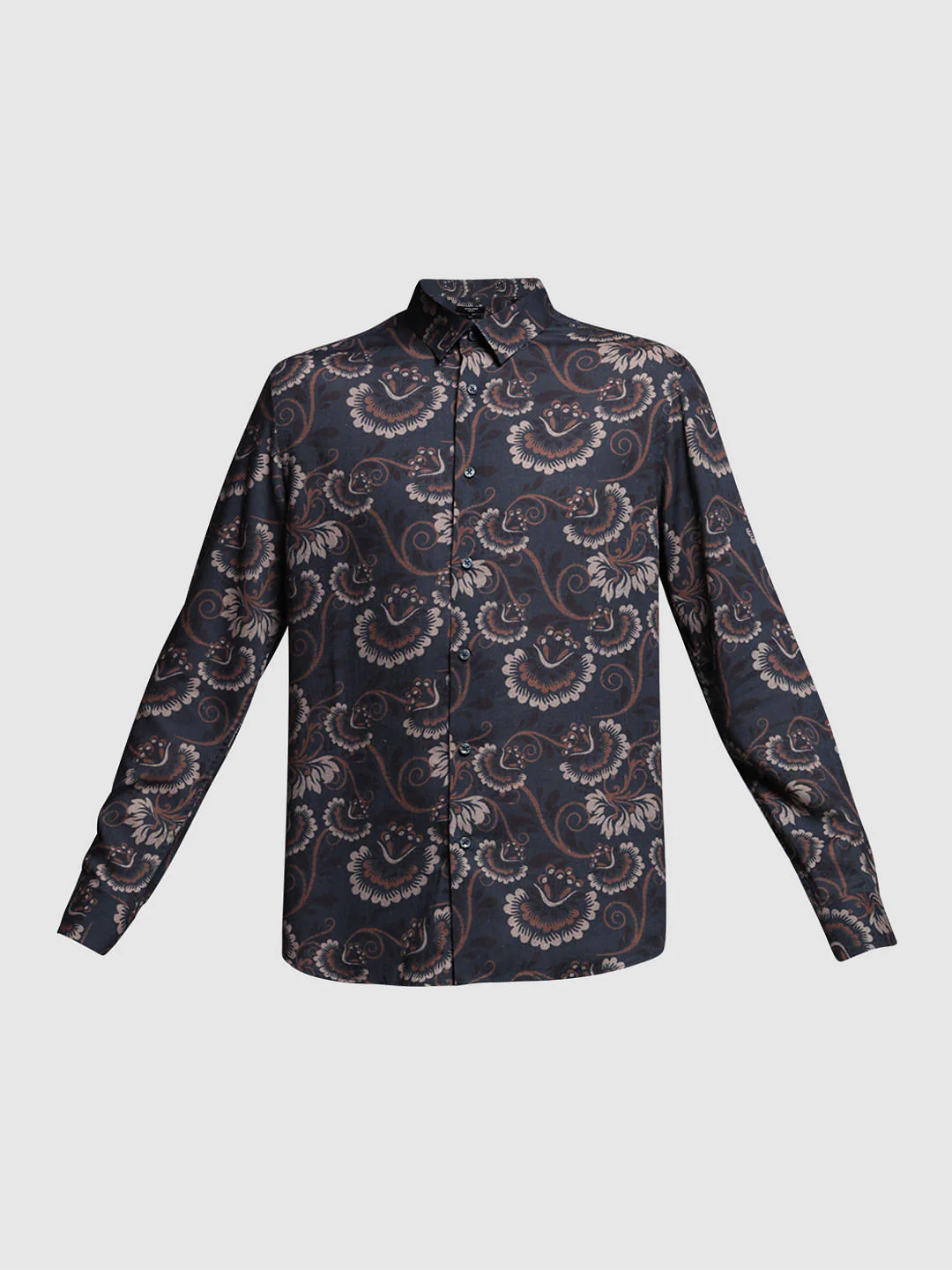 Black Floral Lyocell-Linen Shirt - Image 7