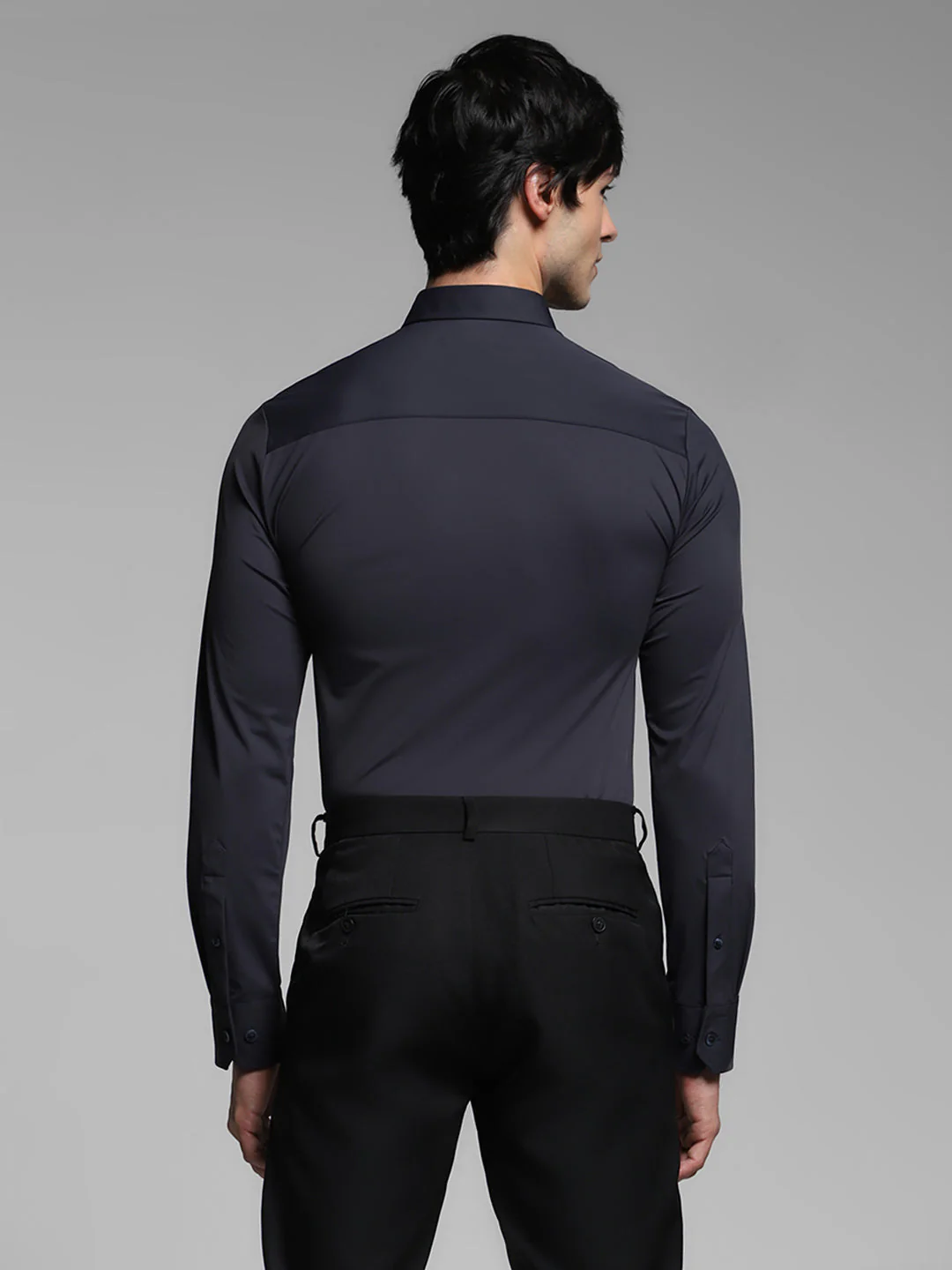 Navy Blue Slim Fit Shirt - Image 4