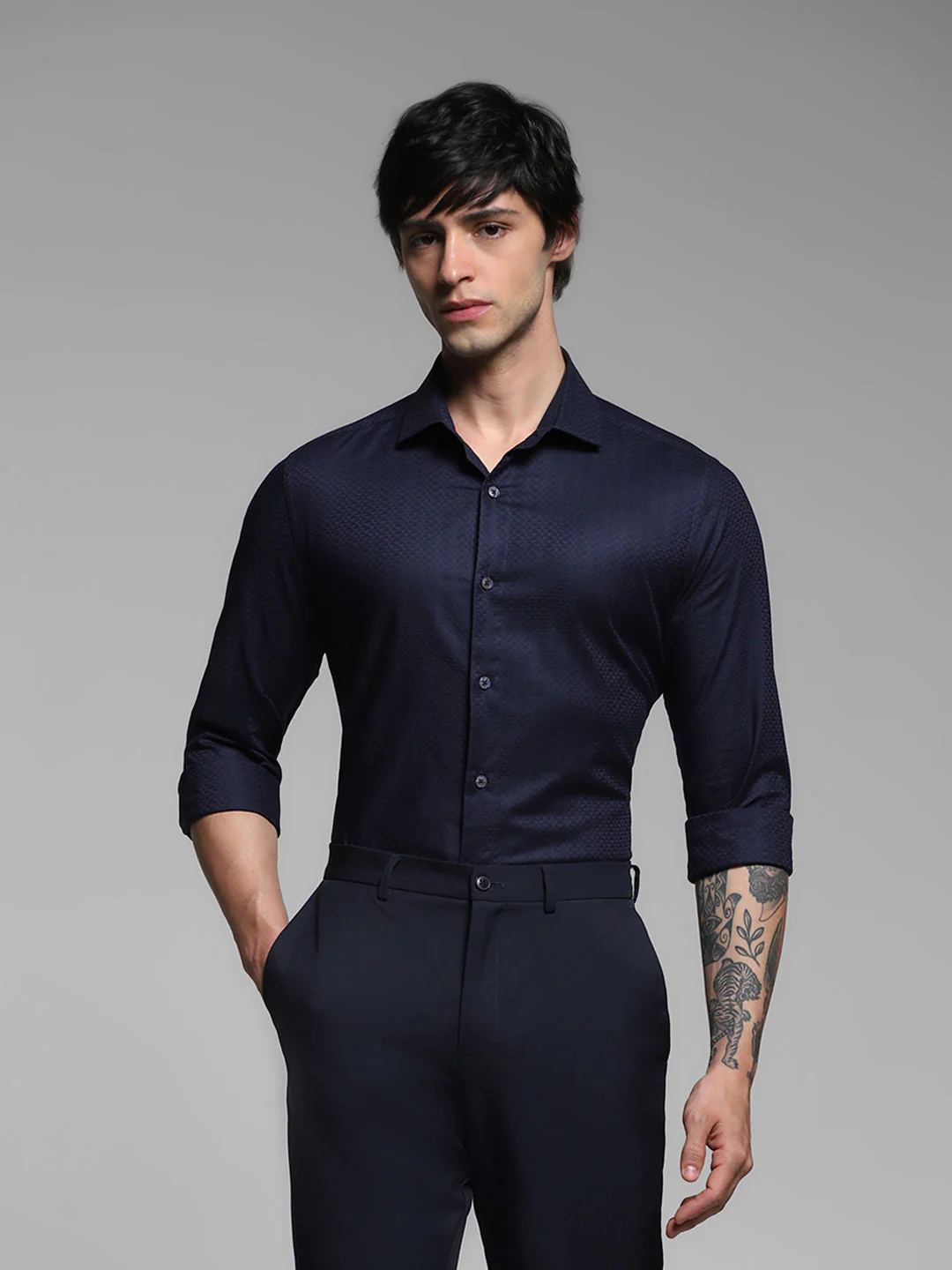 Dark Blue Dobby Formal Shirt
