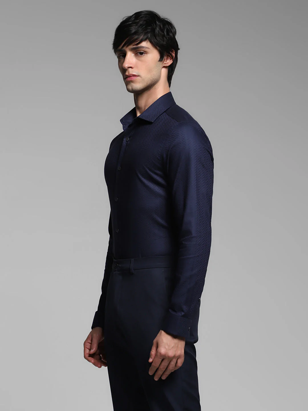 Dark Blue Dobby Formal Shirt - Image 3
