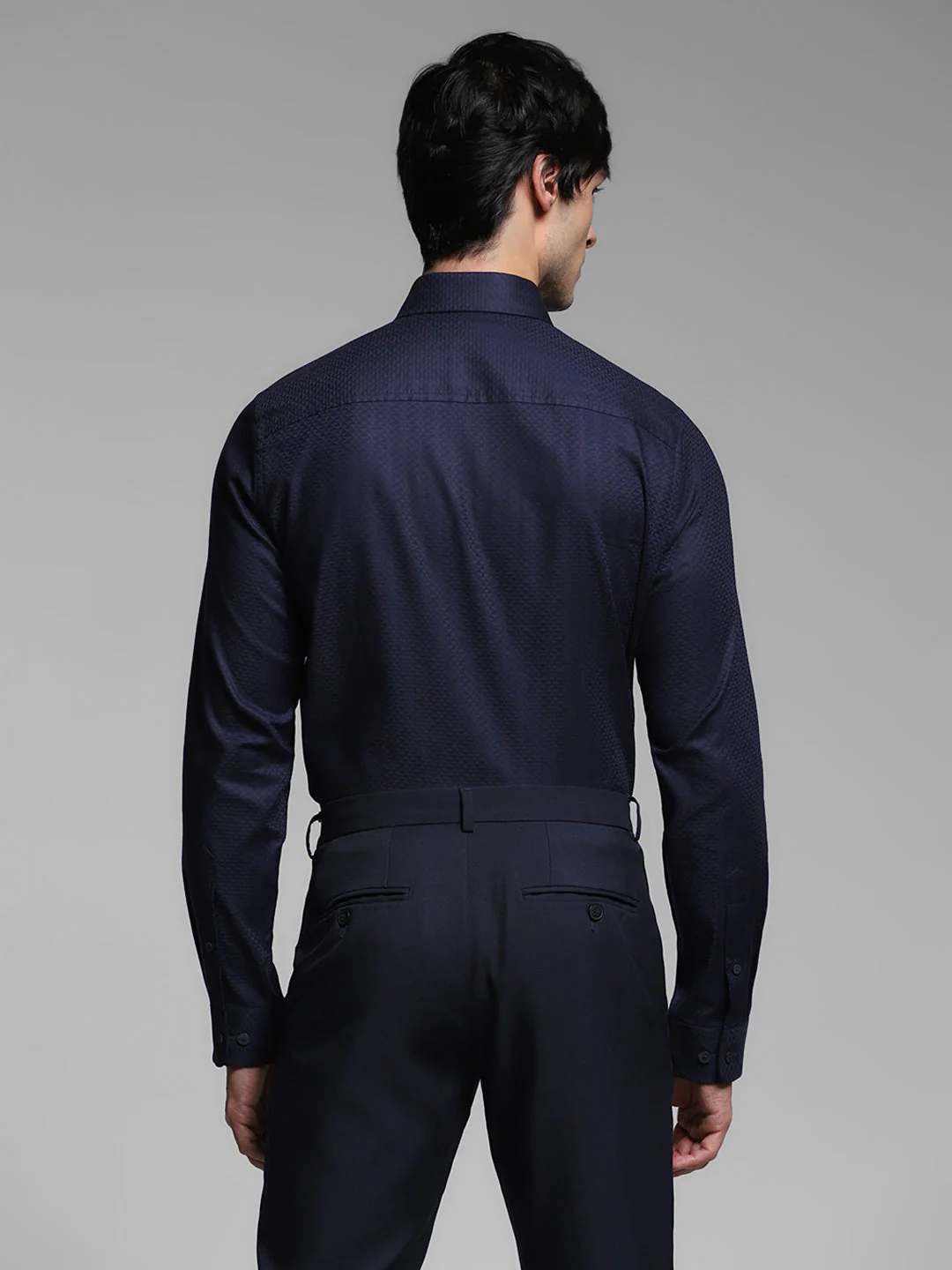 Dark Blue Dobby Formal Shirt - Image 4