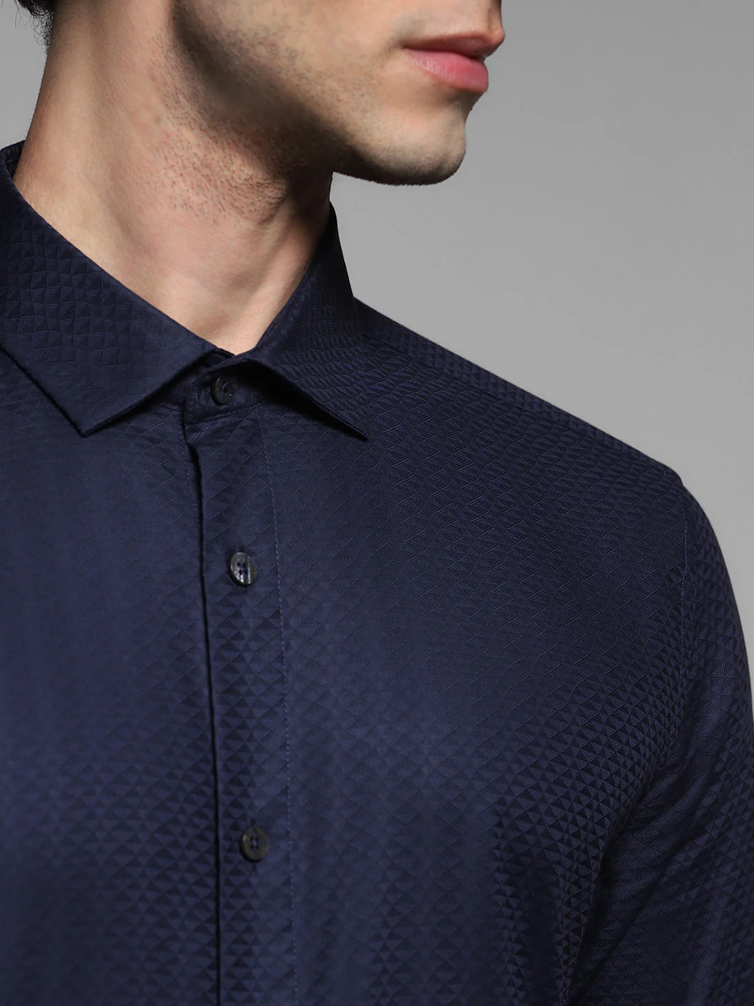 Dark Blue Dobby Formal Shirt - Image 5