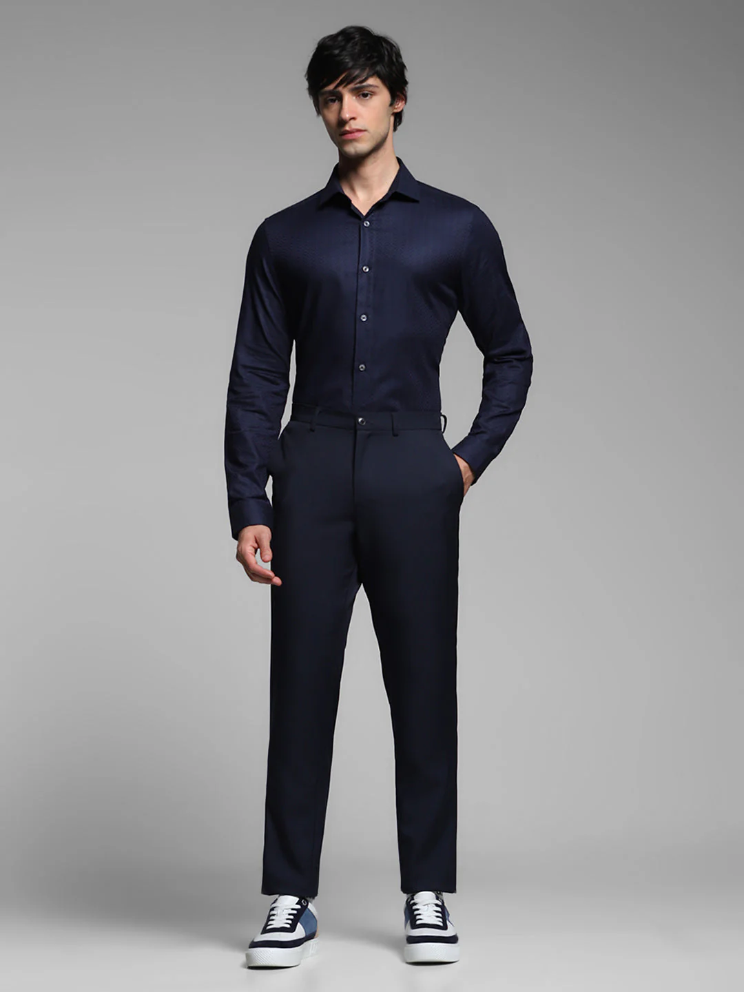 Dark Blue Dobby Formal Shirt - Image 6