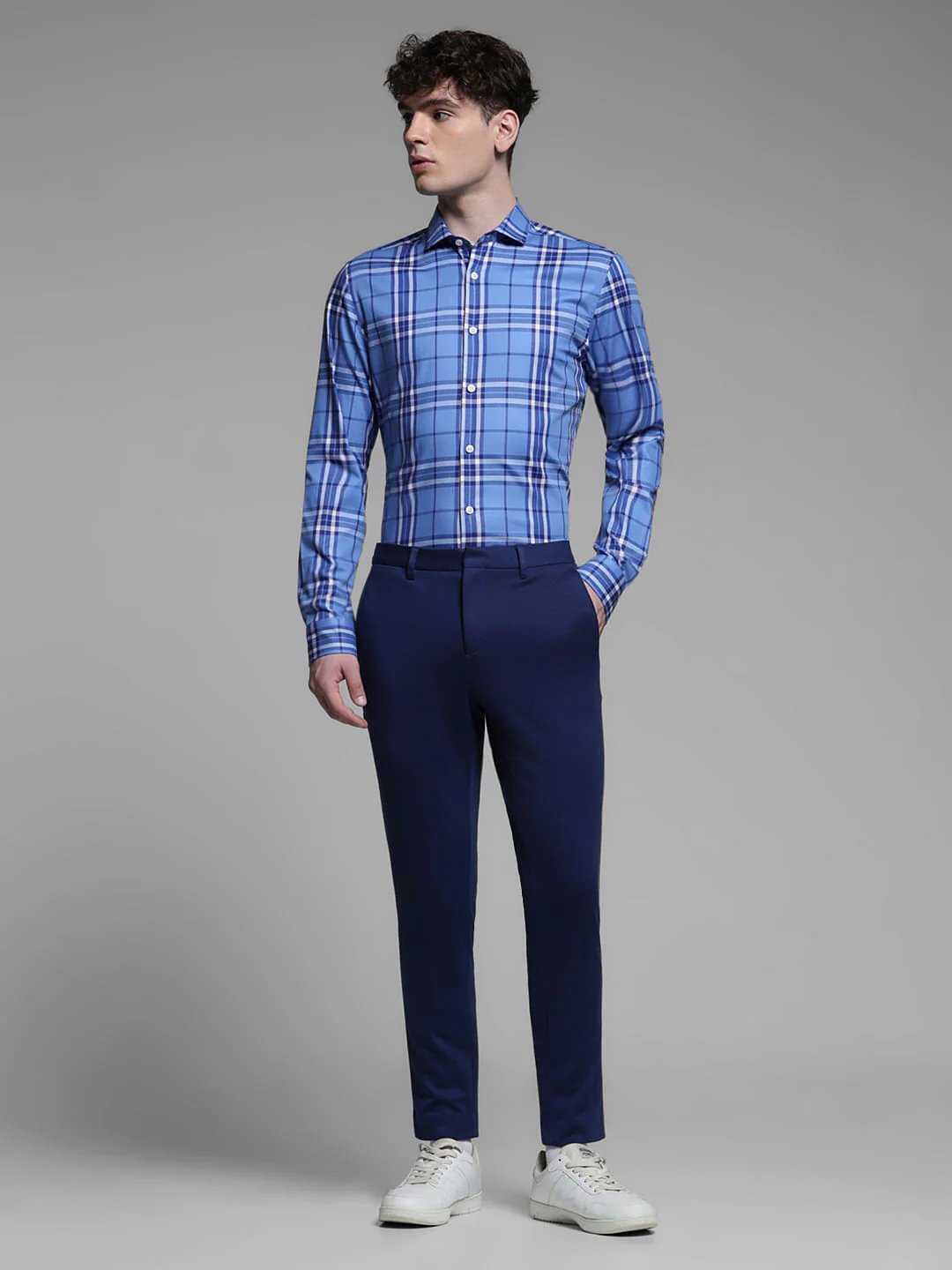 BLUE CHECK PRINT SHIRT - Image 6