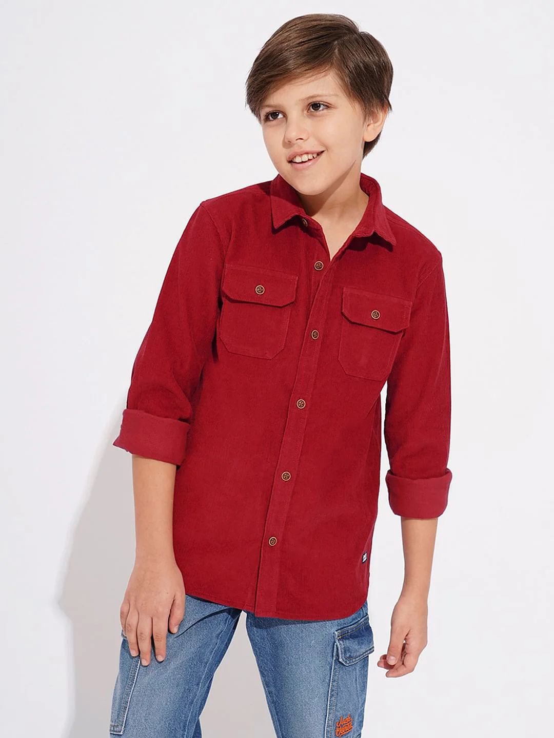 Boys Red Corduroy Shirt - Image 2