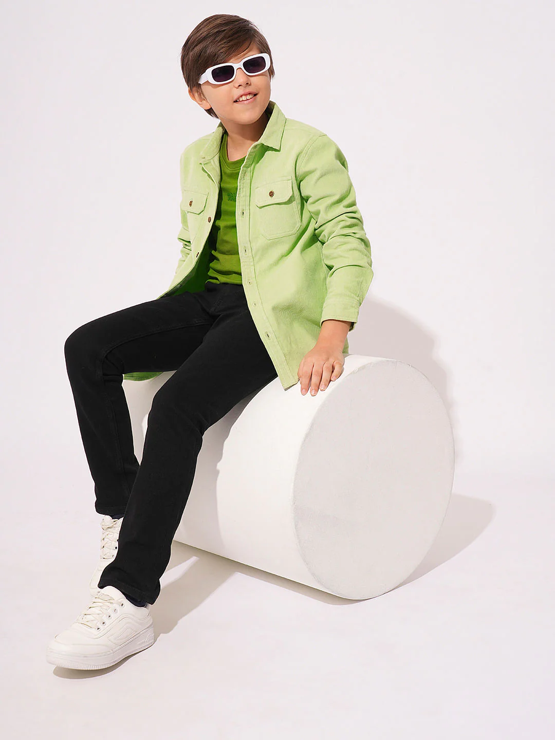 Boys Pastel Green Corduroy Shirt
