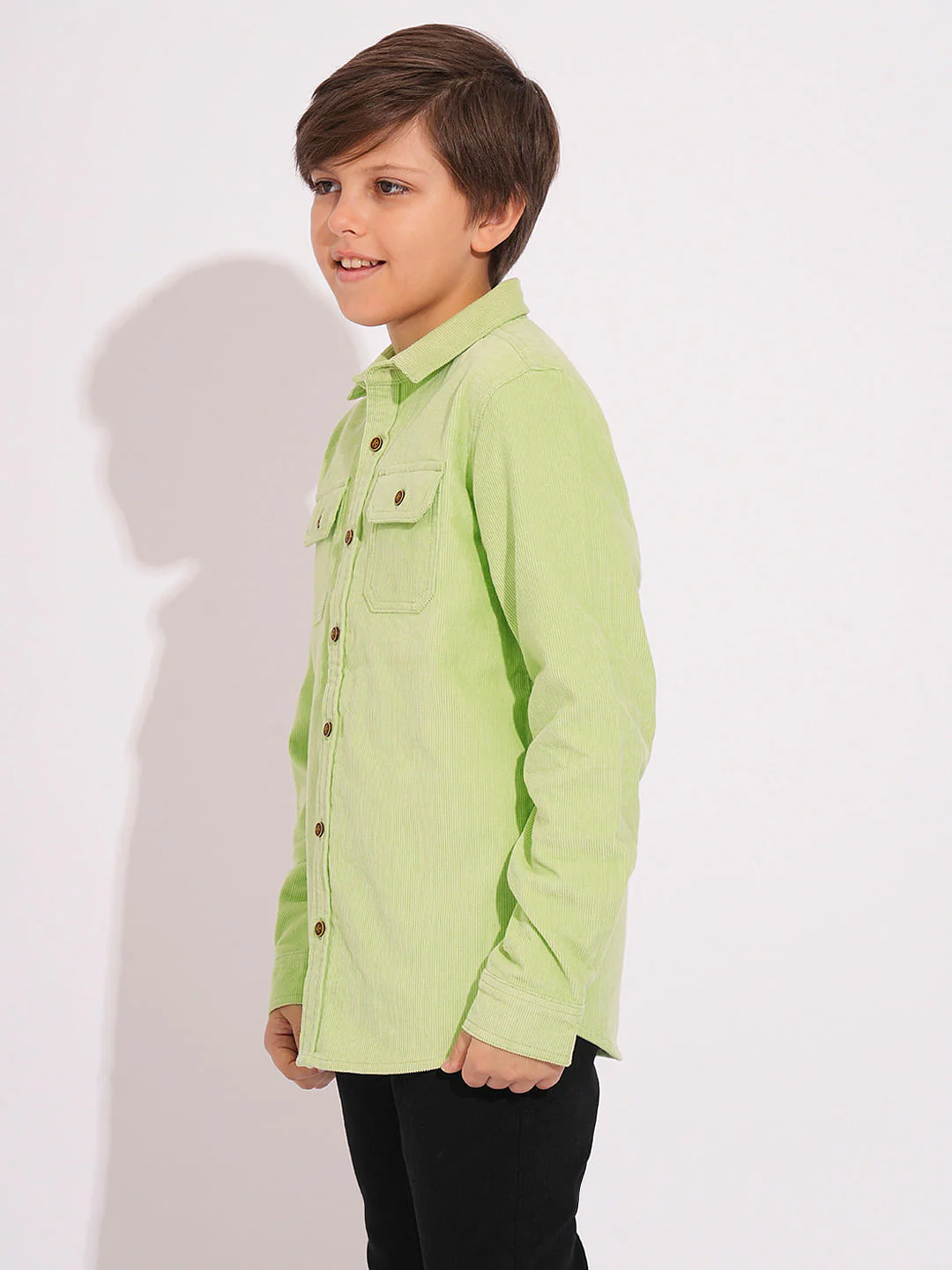 Boys Pastel Green Corduroy Shirt - Image 3