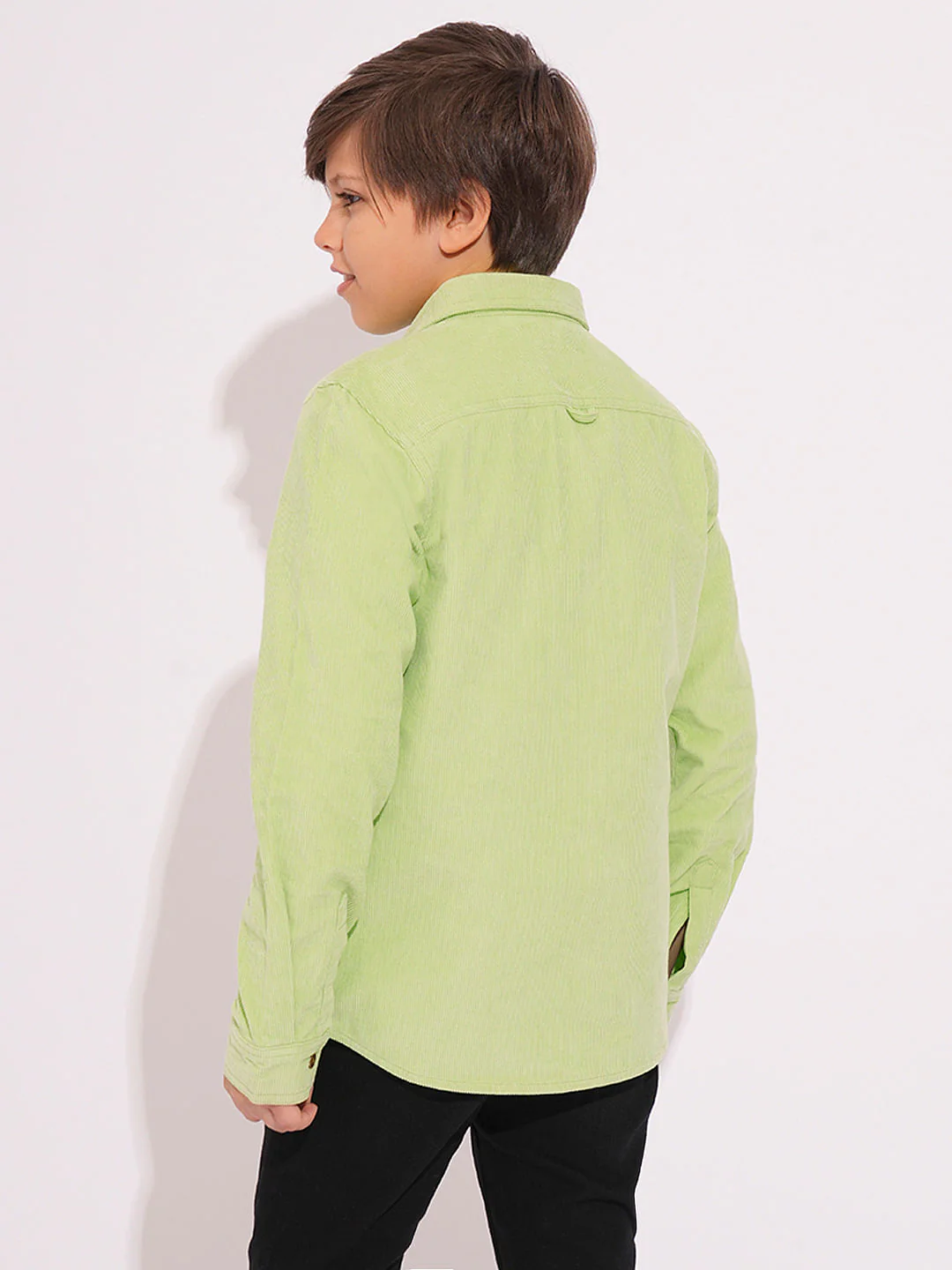 Boys Pastel Green Corduroy Shirt - Image 4