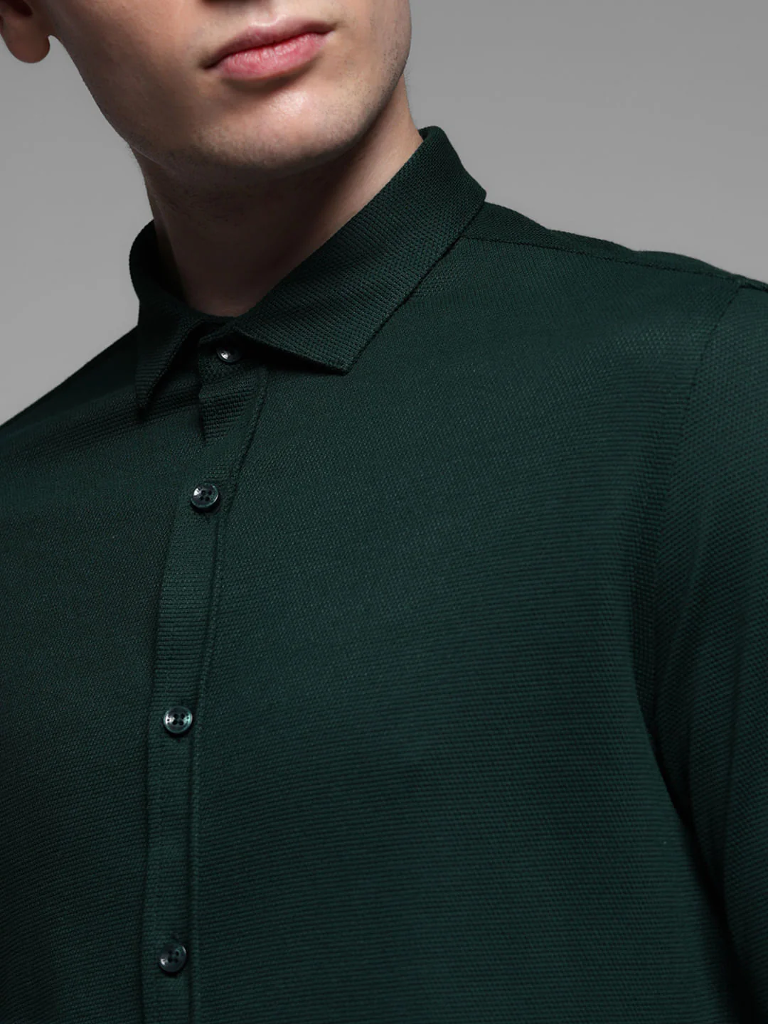 Green Knitted Full Sleeves Shirt - Image 5