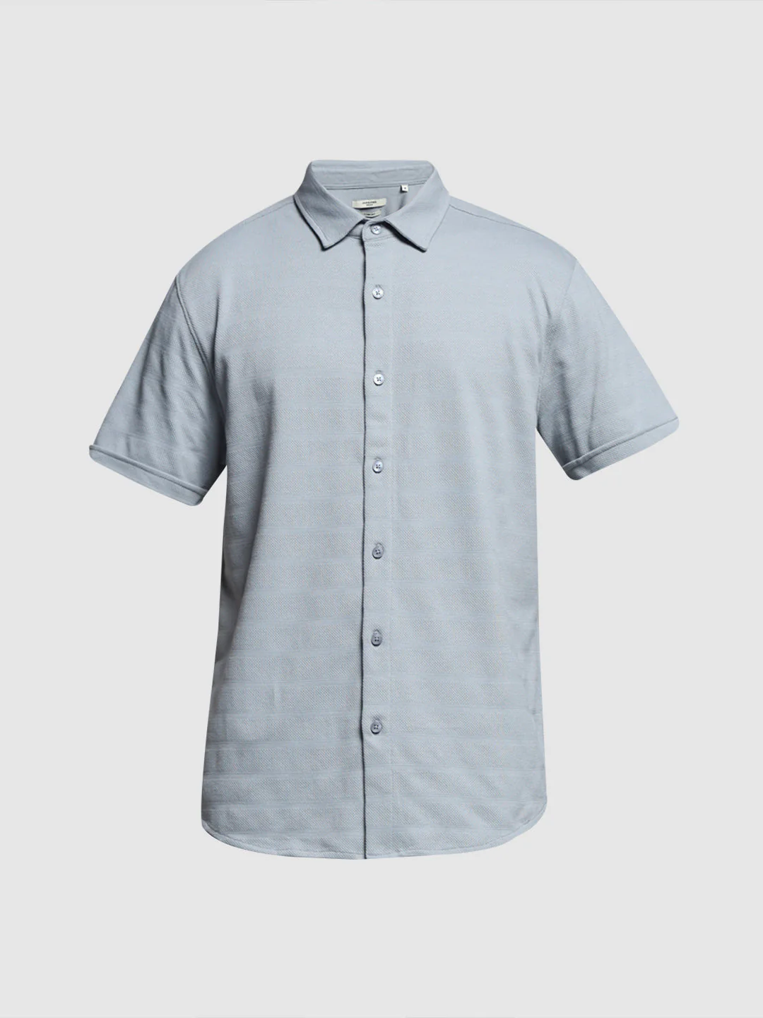 Men's Quarry Grey Slim Fit Knitted Solid Shirt - Image 7