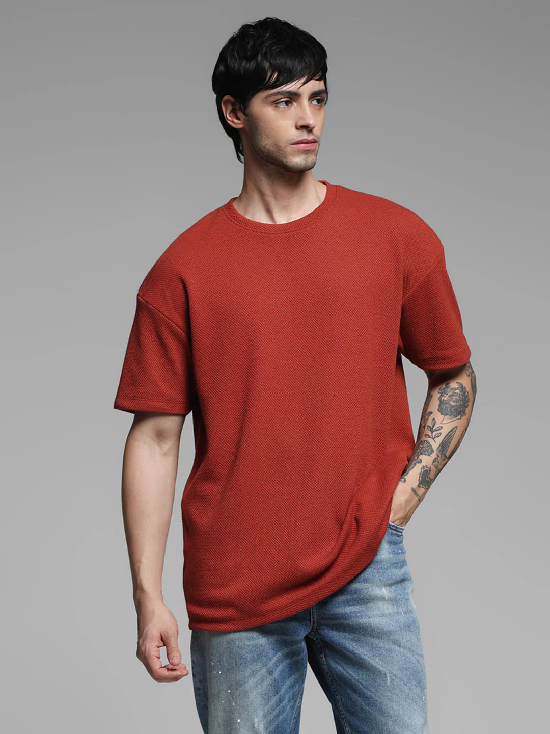Dark Red Crew Neck T-shirt - Image 2