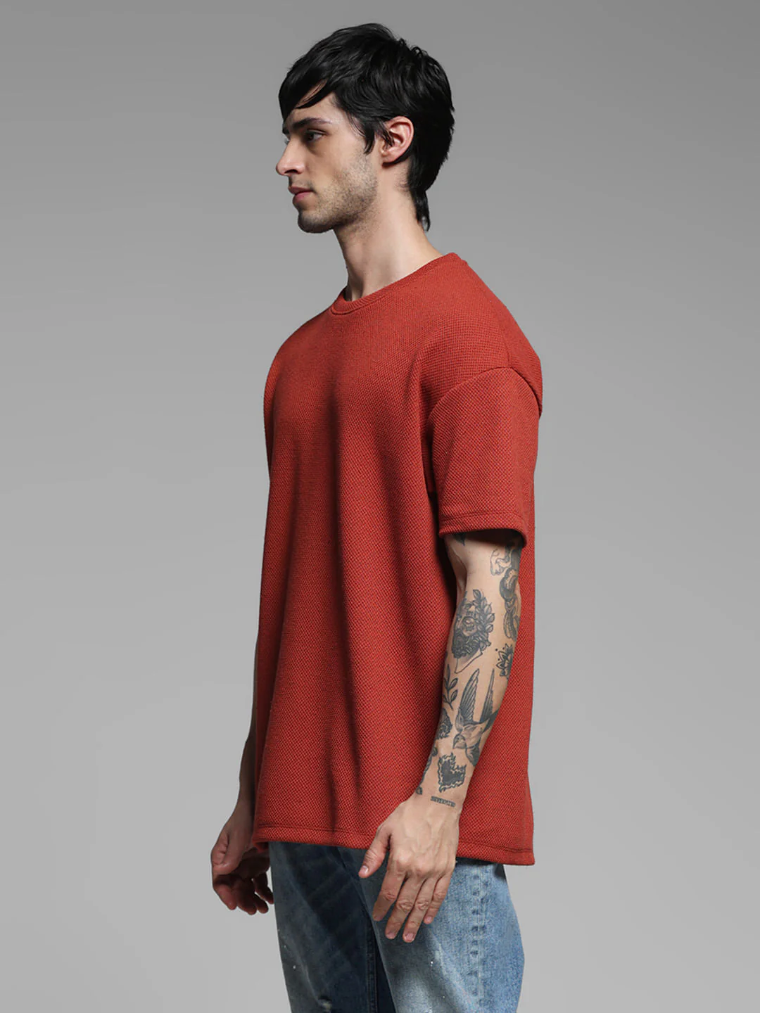 Dark Red Crew Neck T-shirt - Image 3