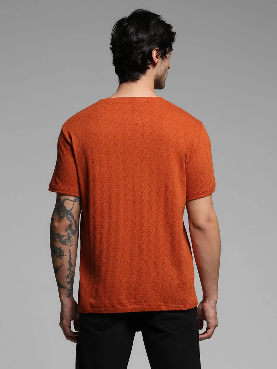BROWN COTTON CREW NECK T-SHIRT - Image 4