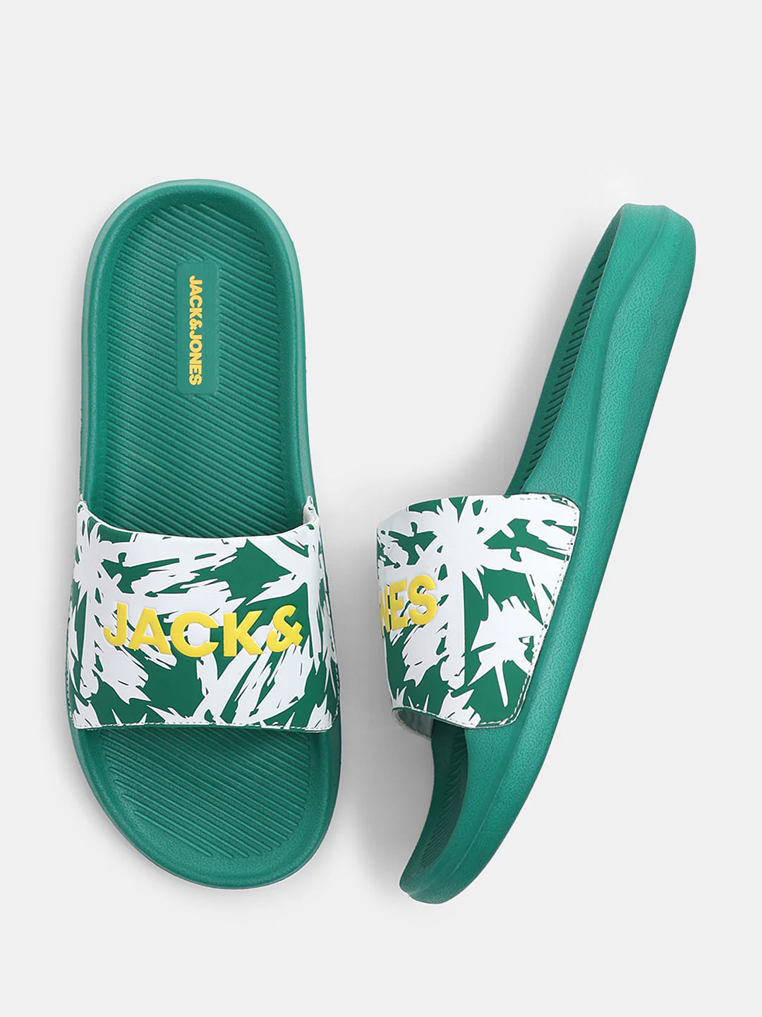 Green Abstract Logo Print Pool Sliders - Image 3