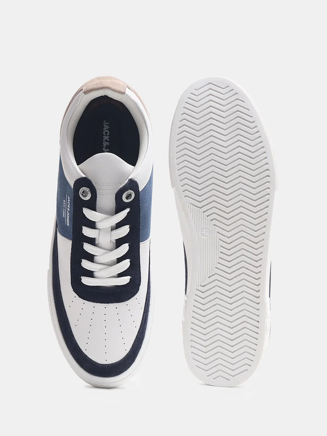 White Suede Detail Colourblocked Sneakers - Image 5