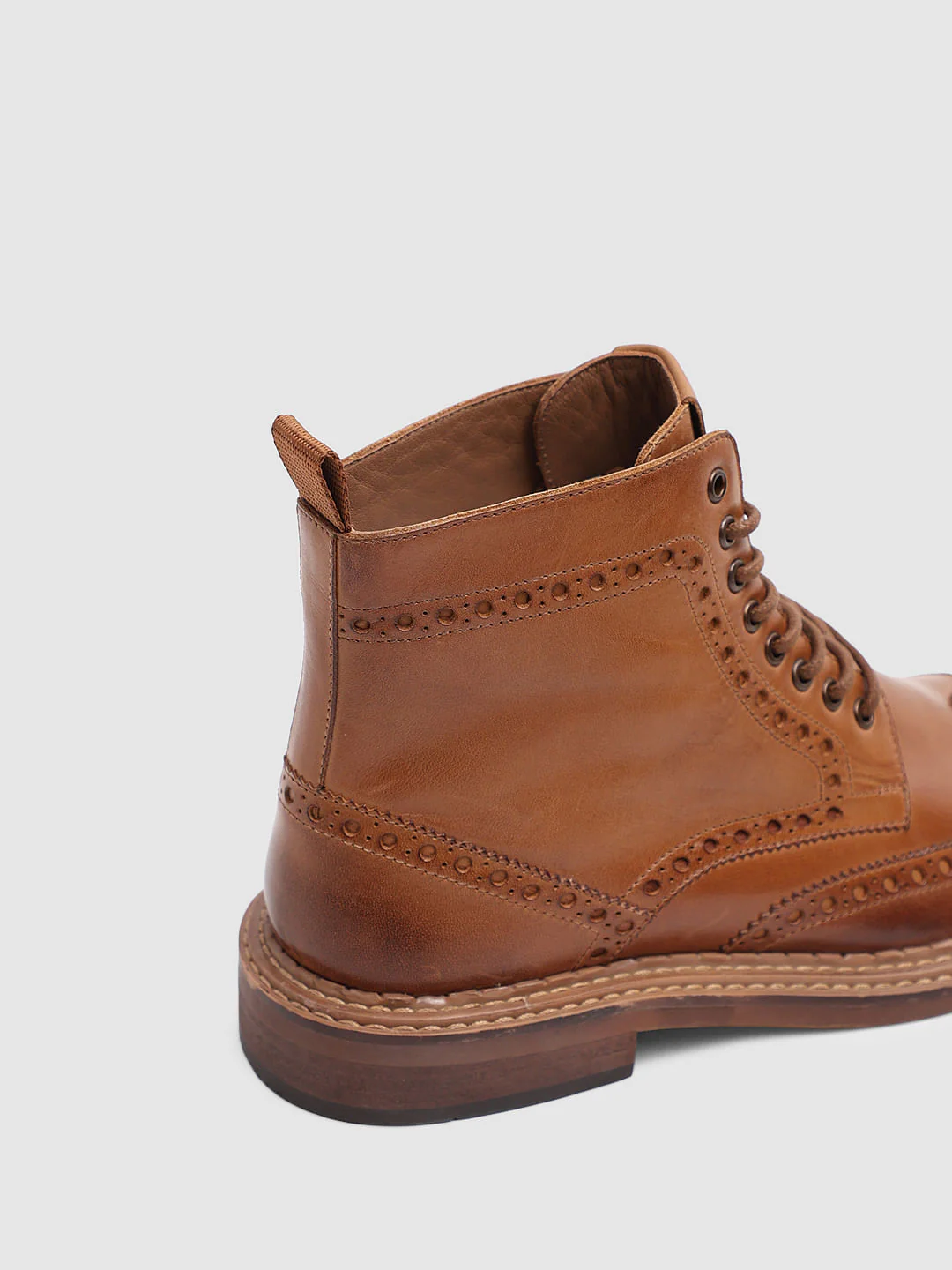 Brown Brogue Wingtip Leather Boots - Image 8