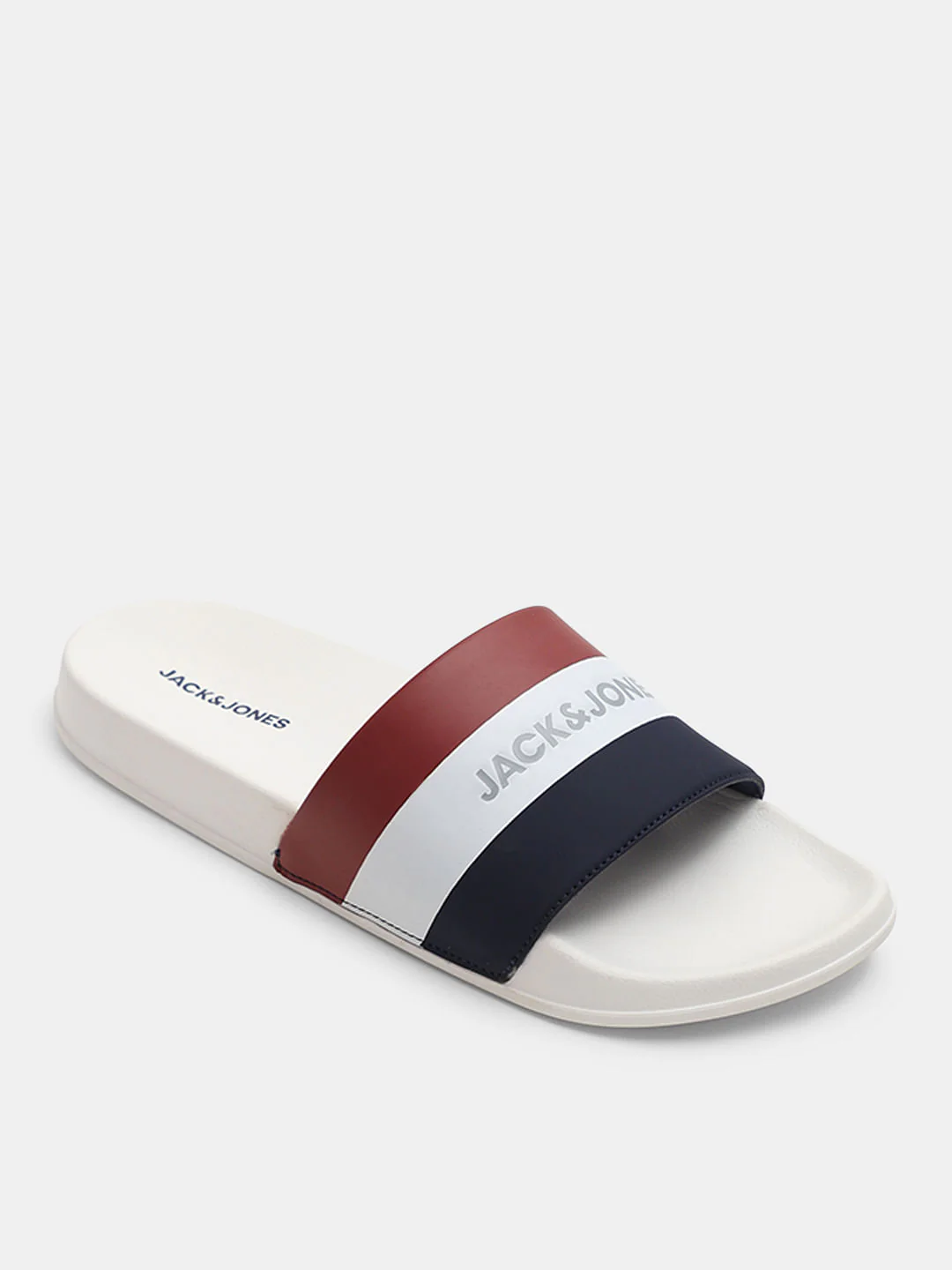 White Striped Pool Sliders - Image 4